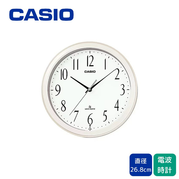 カシオ電波時計アナログ掛け時計シンプルパールホワイト