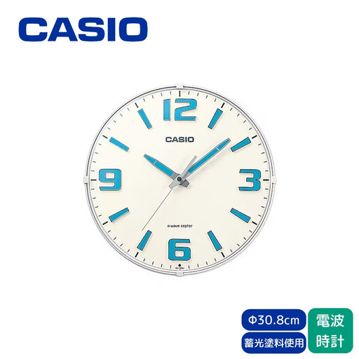 カシオ電波時計アナログ掛け時計ネオブライト蓄光塗料使用